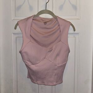 ALO Yoga Women's Pink Sculpted Crop Tank Top ballet sweetheart